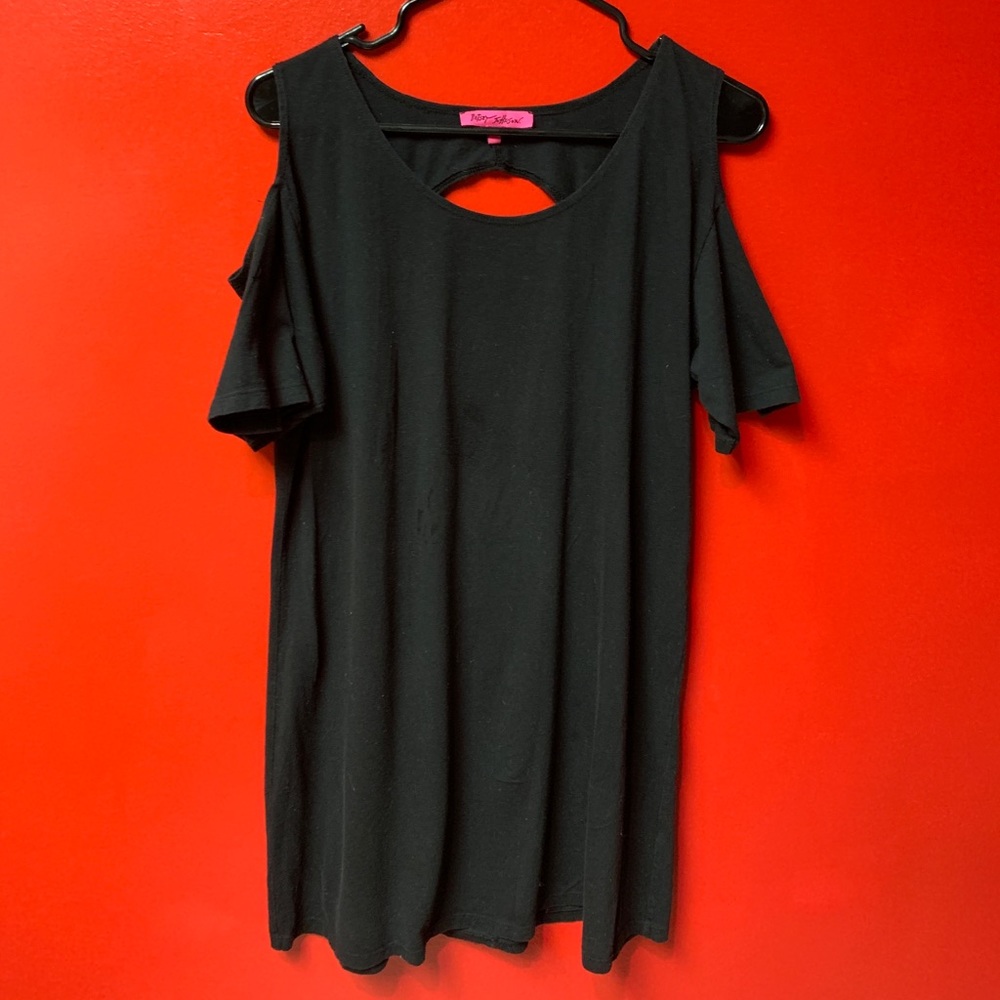 RARE Betsey Johnson Black Cutout Shift Dress/Shirt